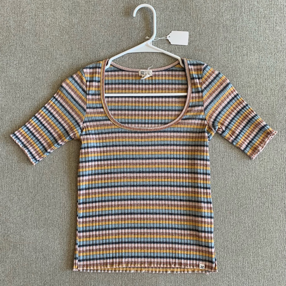 Billabong Multicolored Stripe Crop Top // Lettuce Trim (Size: M)